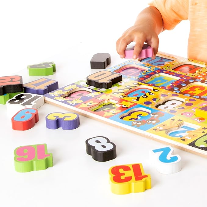 Melissa & Doug Jumbo Numbers Wooden Chunky Puzzle (20 pcs)