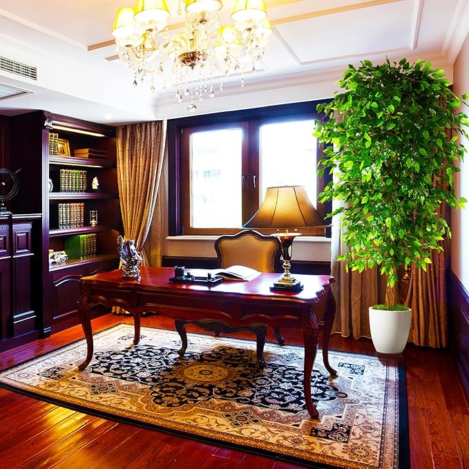 7ft Artificial Ficus Silk Tree (82in) with Plastic Nursery Pot Faux Tree, Fake Plant for Office House Farmhouse Living Room Home Decor (Indoor/Outdoor)
