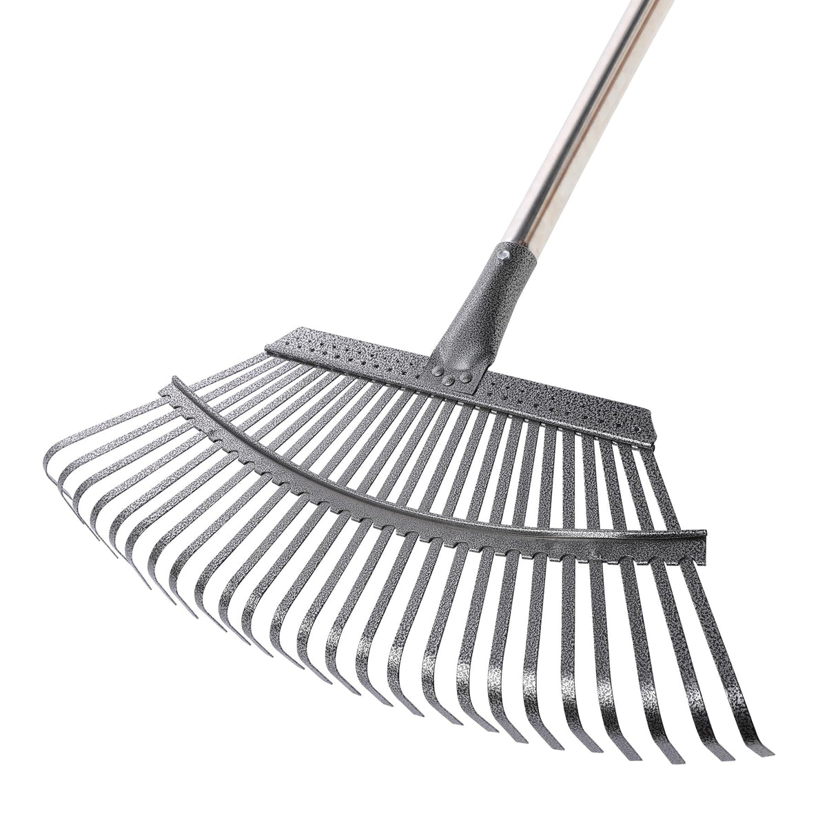 Yocada 19.3" Garden Leaf Rake Wide Heavy Duty Adjustable Long Handle Garden Rake for Yard Garden Lawn Leaves (25 Tines)