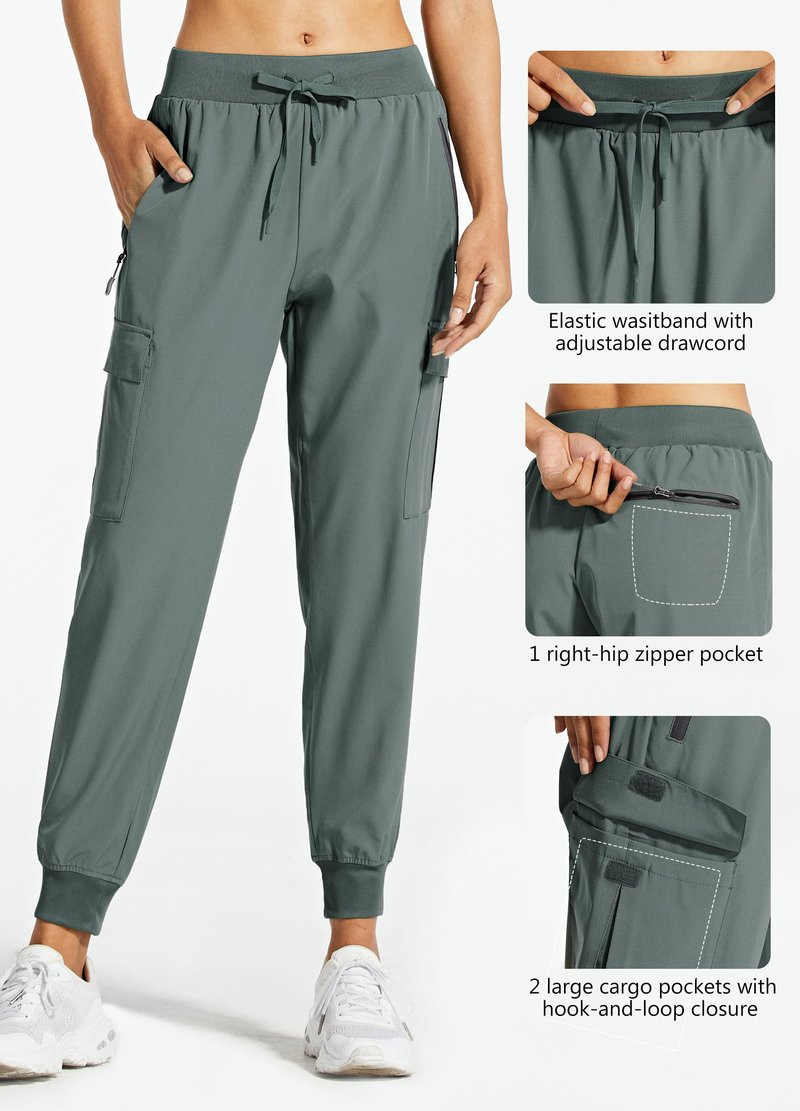 Libin Women's Cargo Joggers Lightweight Quick Dry Hiking Pants Athletic Lounge Casual Travel, Metropolis Gray XL