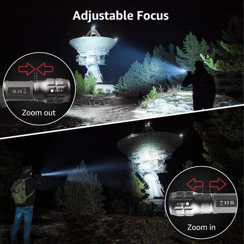 Lighting EVER LED Flashlights High Lumens, Small Flashlight, Waterproof, Adjustable Focus Flash Light for Outdoor, Emergency, AAA Batteries Included