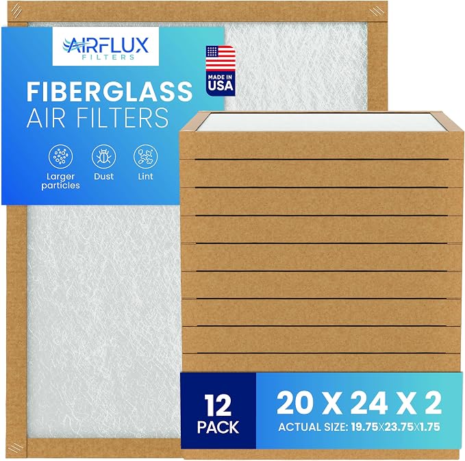 Fiberglass Air Filter -20x24x2Air Filter 12 Pack