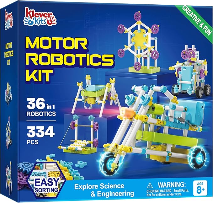 JOVA Klever Kits 36-in-1 Motor Robotic Kits, Make Your Own Kids Craft Kits Educational STEM Toys for Ages 8-13 Boys and Girls, Science Gifts for 8 Years Old