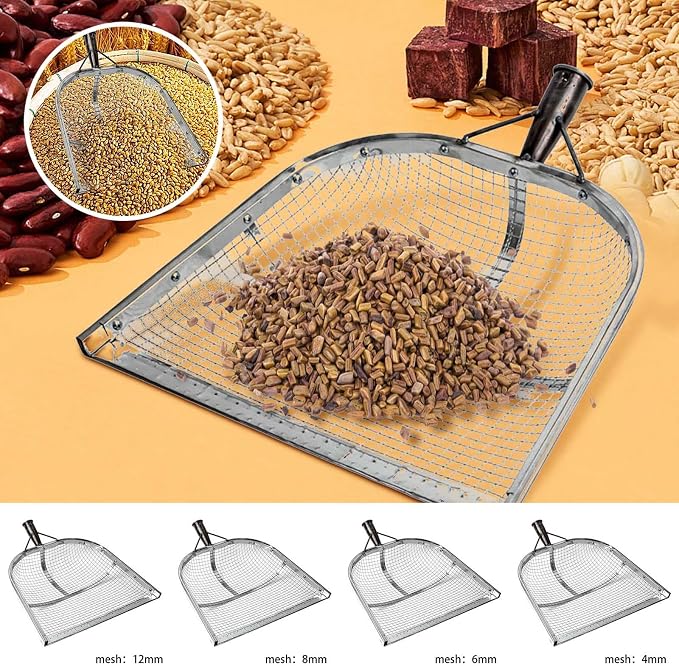 Leaking Soil Shovel Filter Stainless Steel Sieve 4mm/6mm/8mm/12mm Mesh Sifting