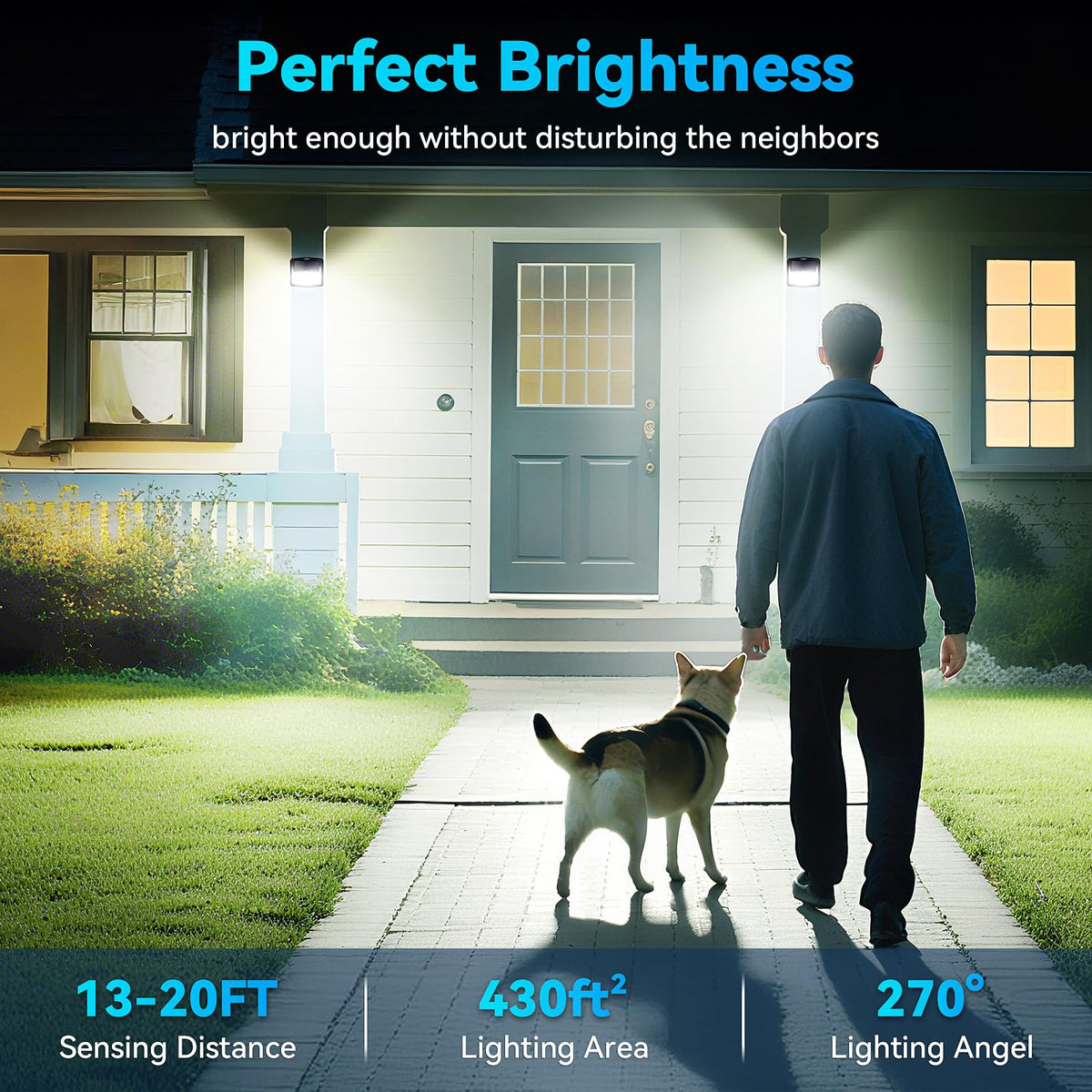 CLAONER Solar Lights Outdoor, [128 LED/4 Packs] Solar Motion Sensor Lights 3 Working Modes Outdoor Lights with 270° Wide Angle Wireless IP65 Waterproof Security Light for Fence Patio, Cold White