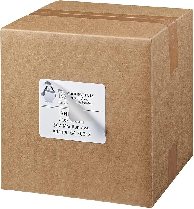 Avery Printable Shipping Labels with Sure Feed, 3-1/3" x 4", White, 600 Blank Mailing Labels for Laser Printers (5164)