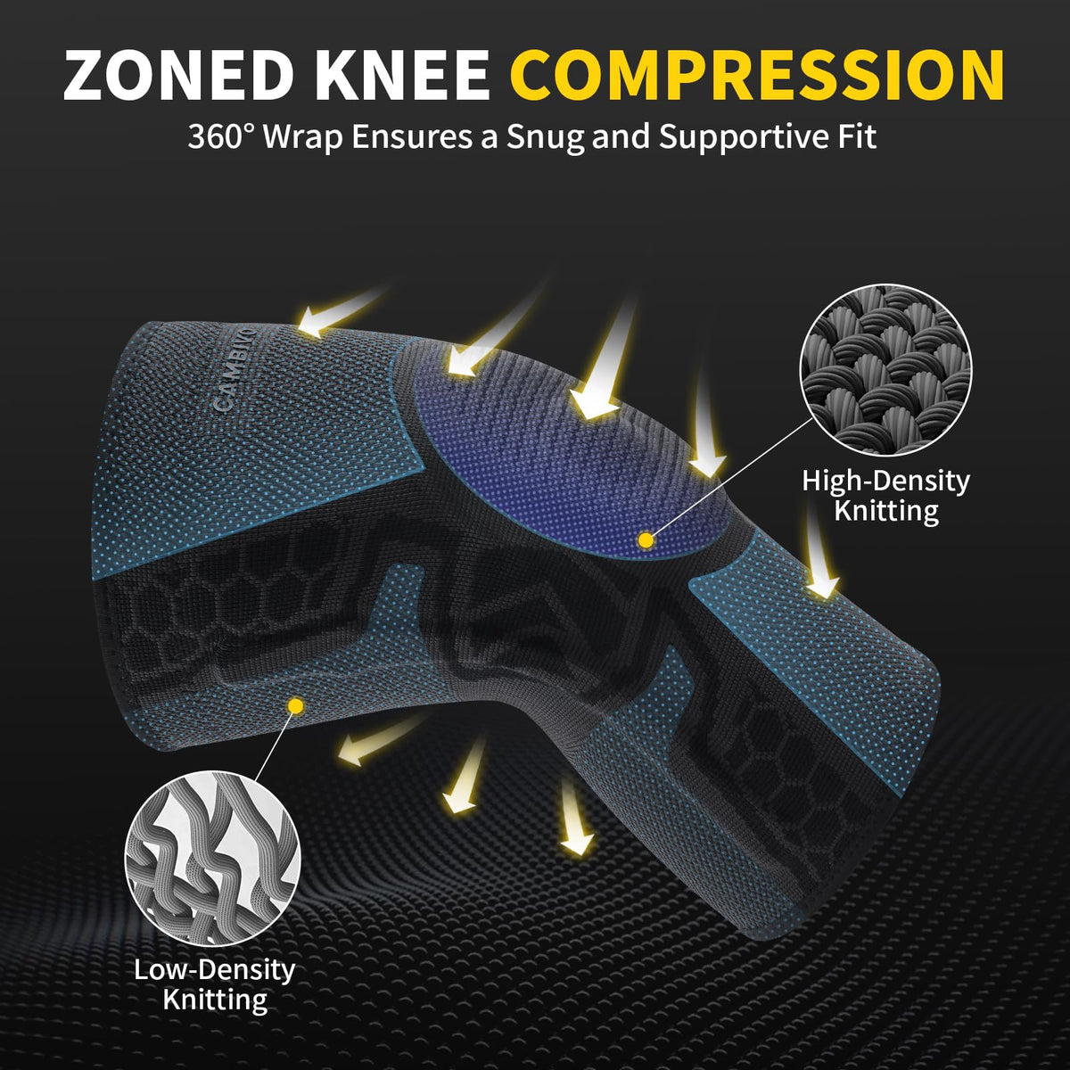 CAMBIVO Knee Brace for Knee Pain, Medical Grade Knee Compression Sleeve with Side Stabilizers & Patella Gel Pad for Meniscus Tear, Arthritis, ACL, Running,Workout, Daily Use(Black, Large)
