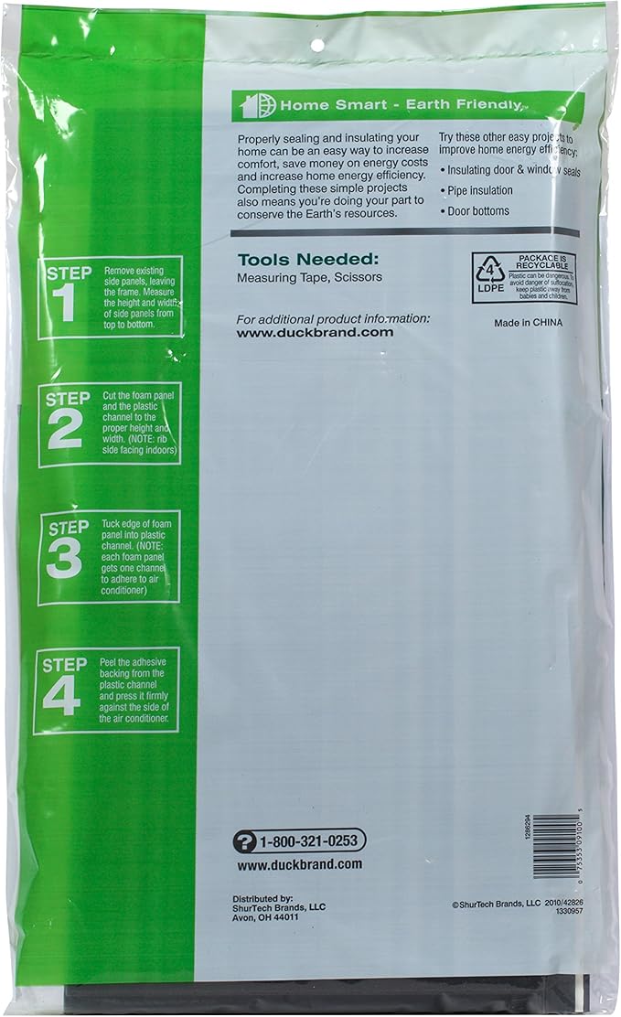 Duck Brand Air Conditioner Foam Insulating Panels, 18-Inch x 9-Inch x 7/8-Inch
