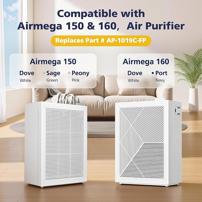 2 Sets 150 Filter Replacement for Coway Airmega 150 150 Air Purifier, 2 X HEPA