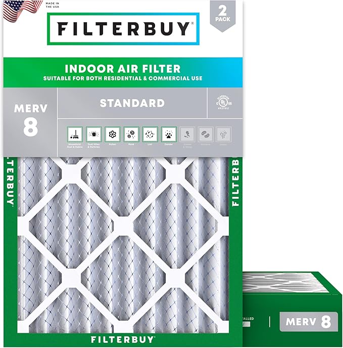 Filterbuy 18x20x4 Air Filter MERV 8 Essential Dust & Allergy Defense,