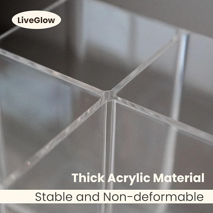 Clear Makeup Brush Holder,Acrylic Rotating 360°Makeup Brush Organizer,Pen holder with 4 Grids,Makeup Holder for Courtup,Containers for Desk