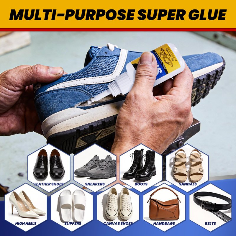 Shoe Glue Sole Repair, Heavy Duty Super Glue for Shoes Boot Sneakers Heels Waterproof, All Purpose Instant Cyanoacrylate Adhesive for Leather Rubber Bottom Soles Handbags, Flexible and Quick Dry