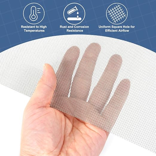 uxcell 20 Mesh 118" x 10" Woven Wire Mesh, 316 Stainless Steel Air Vent Filter