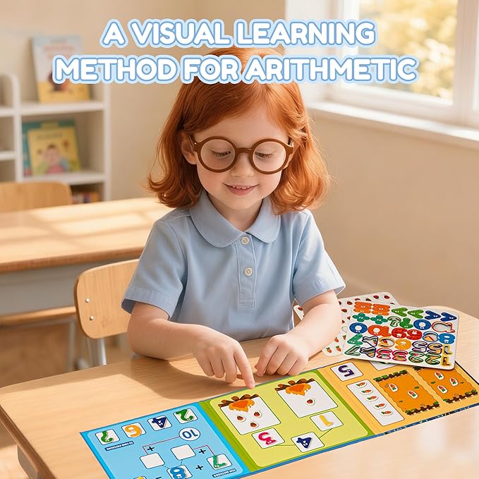 brenzo Magnetic Numbers and Arithmetic Book Set, 96 PCS Math Manipulatives with Addition & Subtraction Games, Number Magnets for Kids Learning, Portable Learning Toys for Homeschool & Classroom