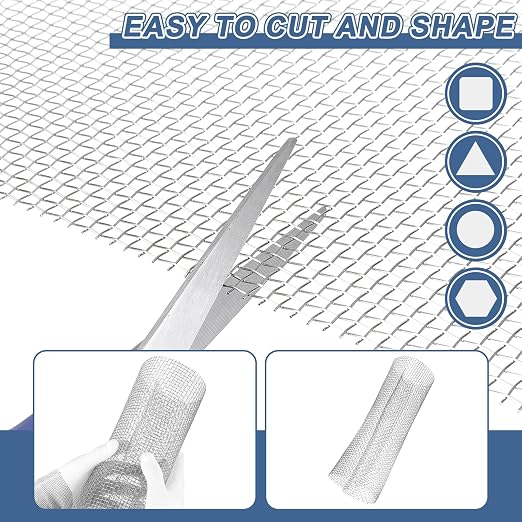 uxcell 6 Mesh 79" x 12" Woven Wire Mesh, 304 Stainless Steel Air Vent Filter