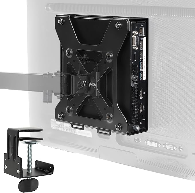 VIVO Behind Monitor VESA Mount Designed for Dell OptiPlex Micro CPU, Monitor Arm Computer Holder, Concealed Behind Screen, Desk Clamp Option, Black, Mount-DLMM1