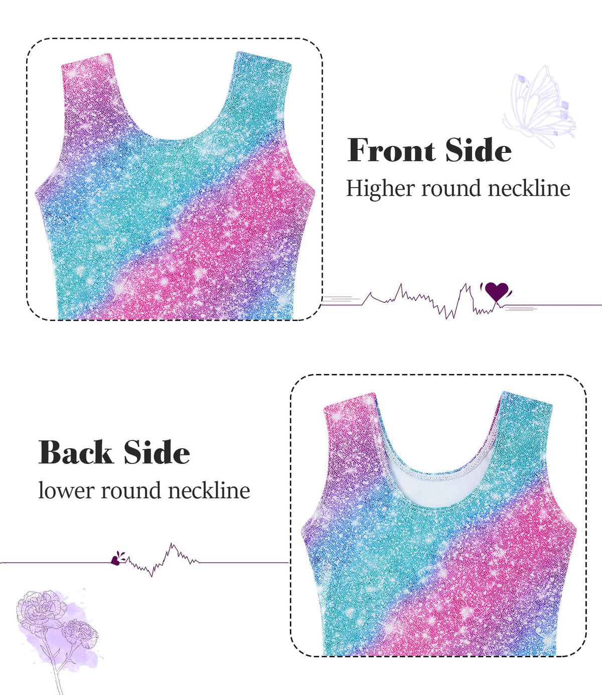 Vogseek Sparkly Gymnastics Leotards for Girls 7 8Y Blue Purple Unitards