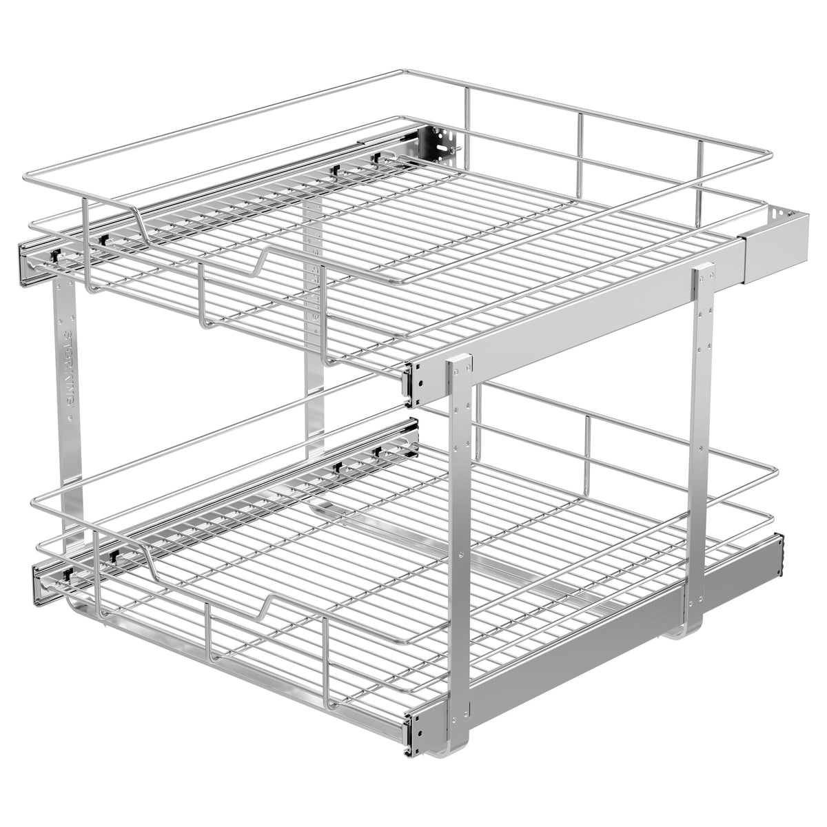 Pull Out Cabinet Organizer 18" W X 22" D, Chromed, Full Slide Out Drawers