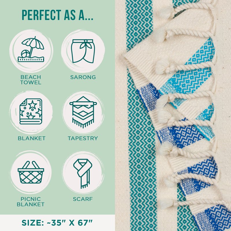 Sand Cloud Beach Towel - Sand Resistant - 100% Organic Turkish Cotton Yarn - Quick Dry Towel for Beach, Picnic, Blanket or Bath - As Seen on Shark Tank - Natu Green