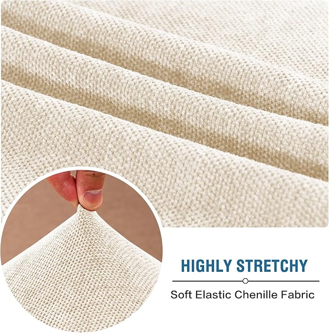H.VERSAILTEX Chenille Couch Cover High Stretch Armchair Cover Thick Soft Chair Cushion Covers All Seasons Universal Sofa Cover Stretch for Sectional Slipcovers(1 Seater Armchair Cushion Cover,Beige)