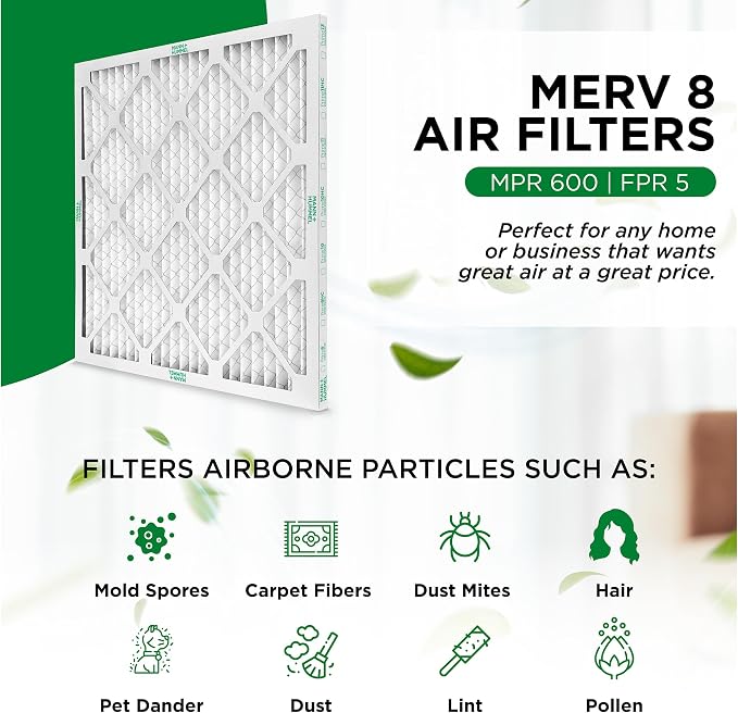 Mann+Hummel 20x20x1 MERV 8 Pleated HVAC AC Furnace Air Filters. 4 Pack.