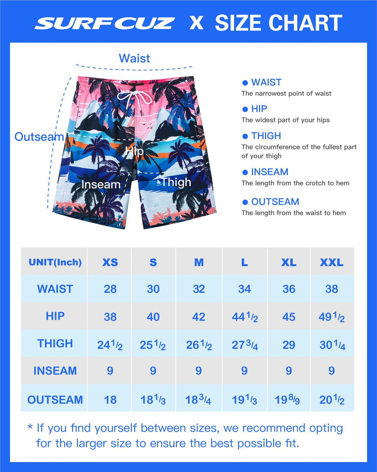 SURF CUZ 9" Mens Swim Trunks with Compression Liner Swimming Shorts 2 in 1 Stretch Quick Dry Zipper Pockets,Paradise Palms,L