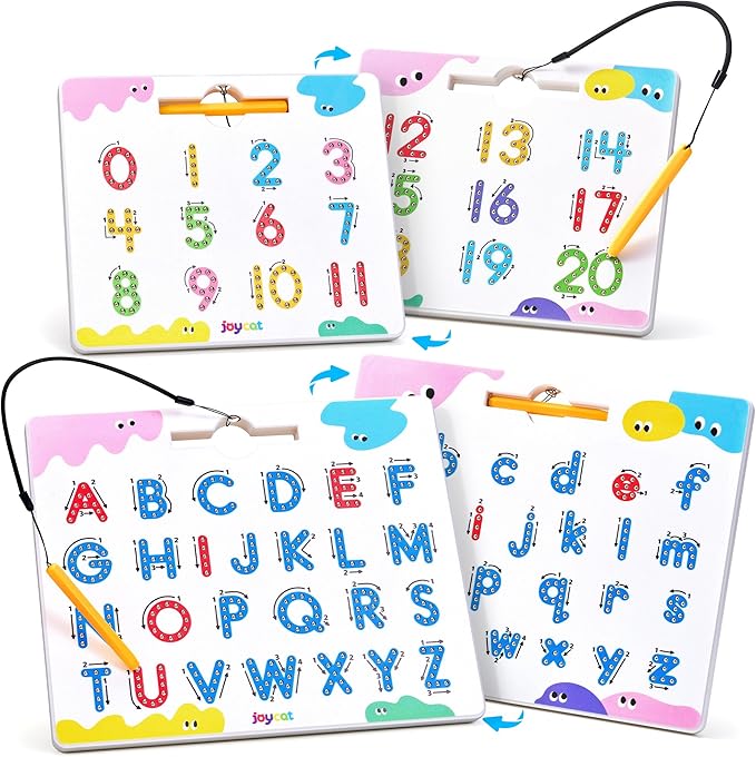 JoyCat Magnetic Letter and Number Tracing Board Set, Double Sided Alphabet & Numbers Board for Toddlers, ABC Uppercase & Lowercase Practice, Math Learning, Preschool Educational Gift Toys for Kids
