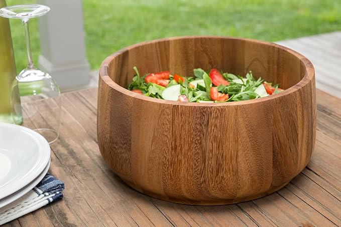 Ironwood Gourmet Acacia Wood Tulip Fuit and Salad Bowl