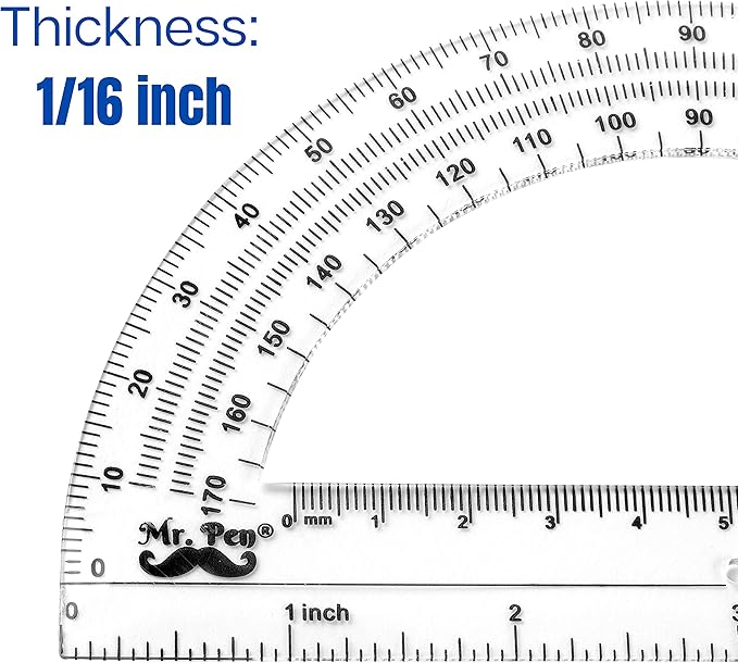 Mr. Pen- Plastic Protractor, 3 Pack, 6 Inch, Clear Protractors for Geometry Classroom Student School & Office Supplies, Math Protractors 180 Degrees, Math Geometry