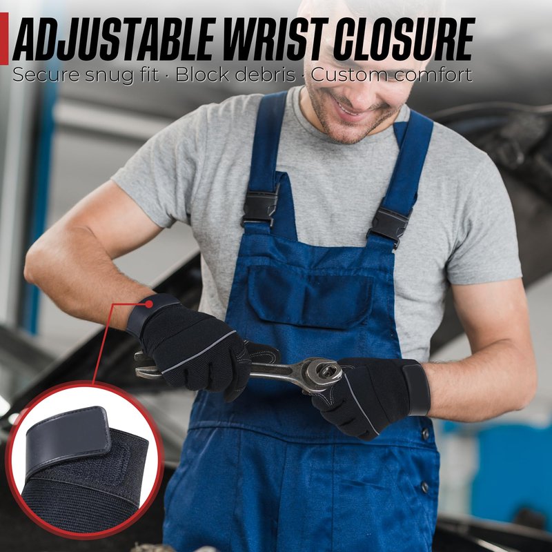 HANDLANDY Work Gloves Mens & Women, Utility Safety Mechanic Working Gloves Touch Screen, Flexible Breathable Yard Work Gloves (Medium, Black)