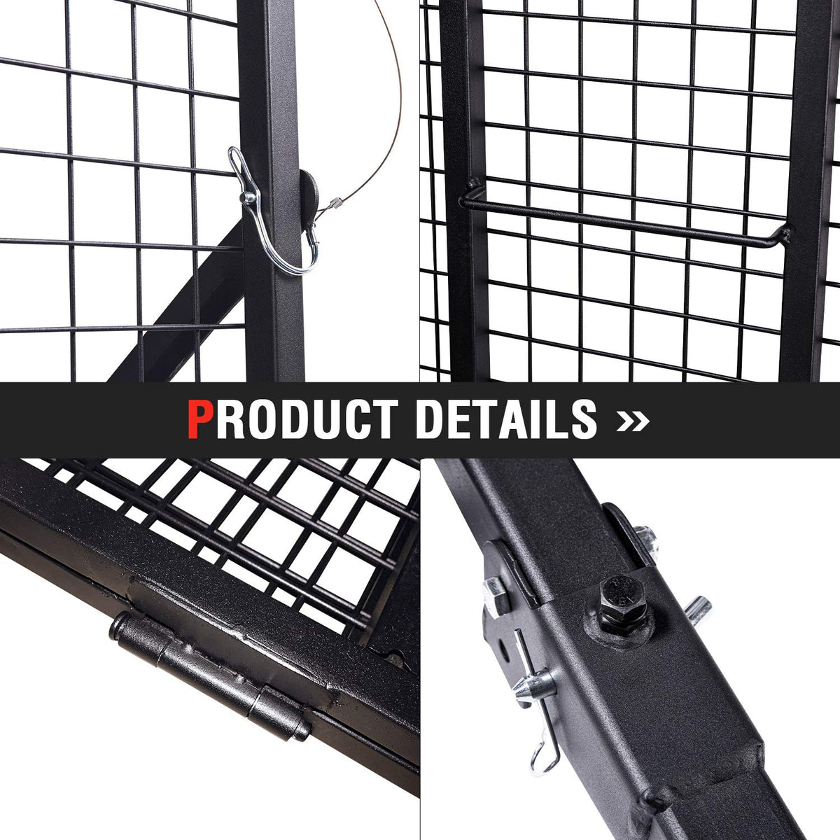 Hitch Mount Steel Cargo Carrier Basket with 49'' Folding Wheelchair Ramp, Fits 2'' Trailer Mounted Hitches