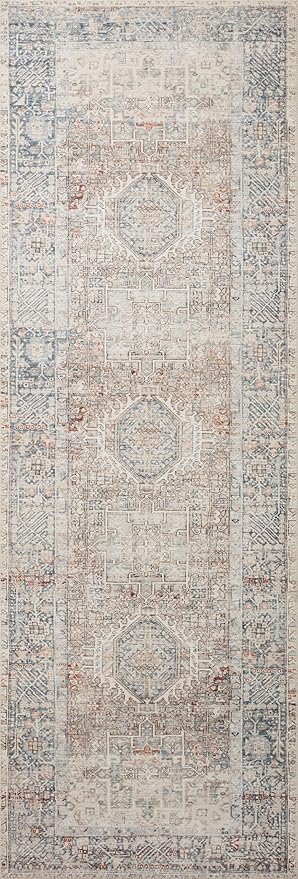 Loloi Chris Loves Julia Jules Collection JUL-07 Natural/Ocean 7'-6'' x 9'-6'', .13" Pile Height, Area Rug