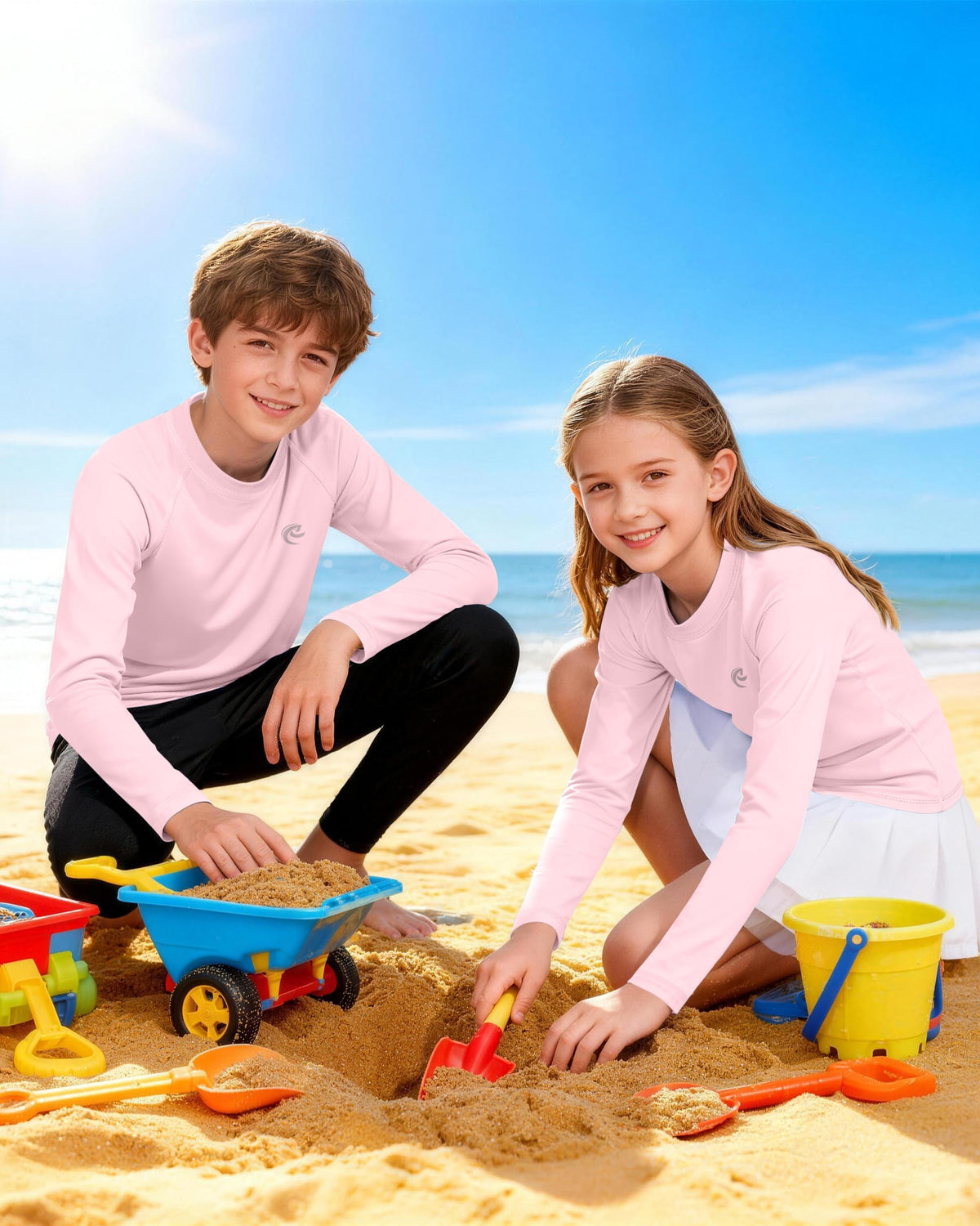 Boys UPF 50+ Swim Shirt Long Sleeve, 1 or 2 Pack UV Sun Protection Rash Guard, Youth Kids SPF Water Shirts for Beach Surf