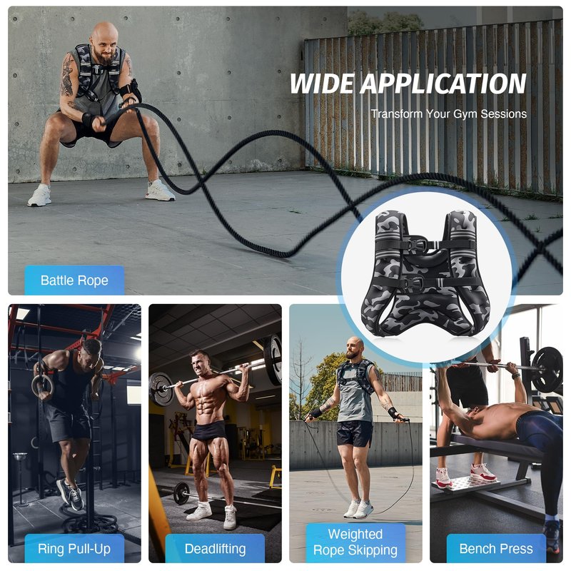 ZELUS Weighted Vest, 6lb/8lb/12lb/16lb/20lb/25lb/30lb Weight Vest for Men Women with Storage Pocket Reflective Strips for Workout Strength Training Running Muscle Building, Black Camo (25 lb)