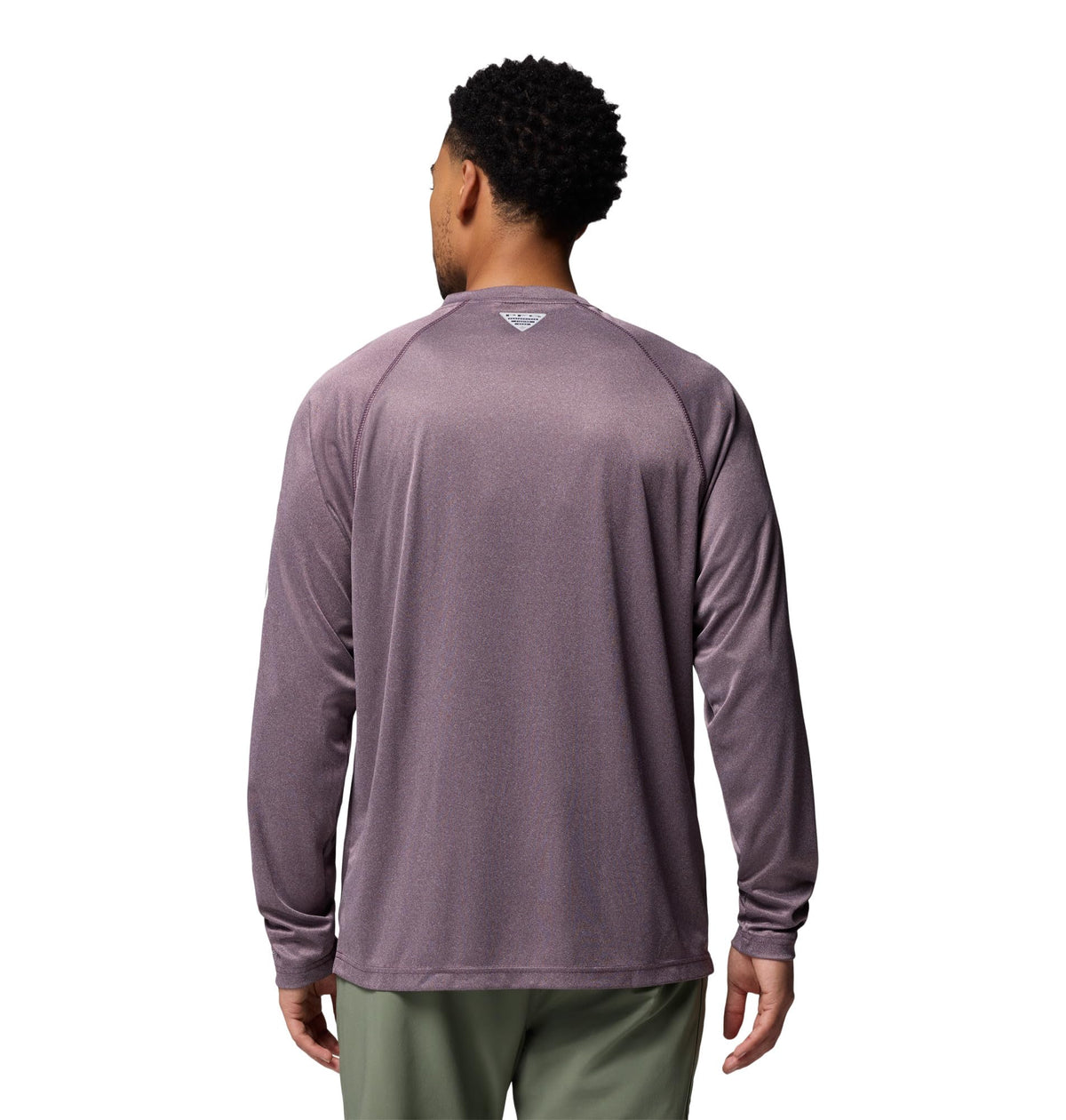 Columbia Men's PFG Terminal Tackle Long Sleeve Fishing Shirt, Dusty Purple Heather/Cool Grey Logo, X-Small