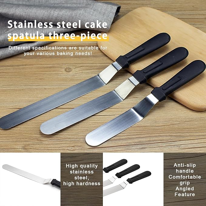 Offset Icing Spatula Set for Cake Decorating, Stainless Steel