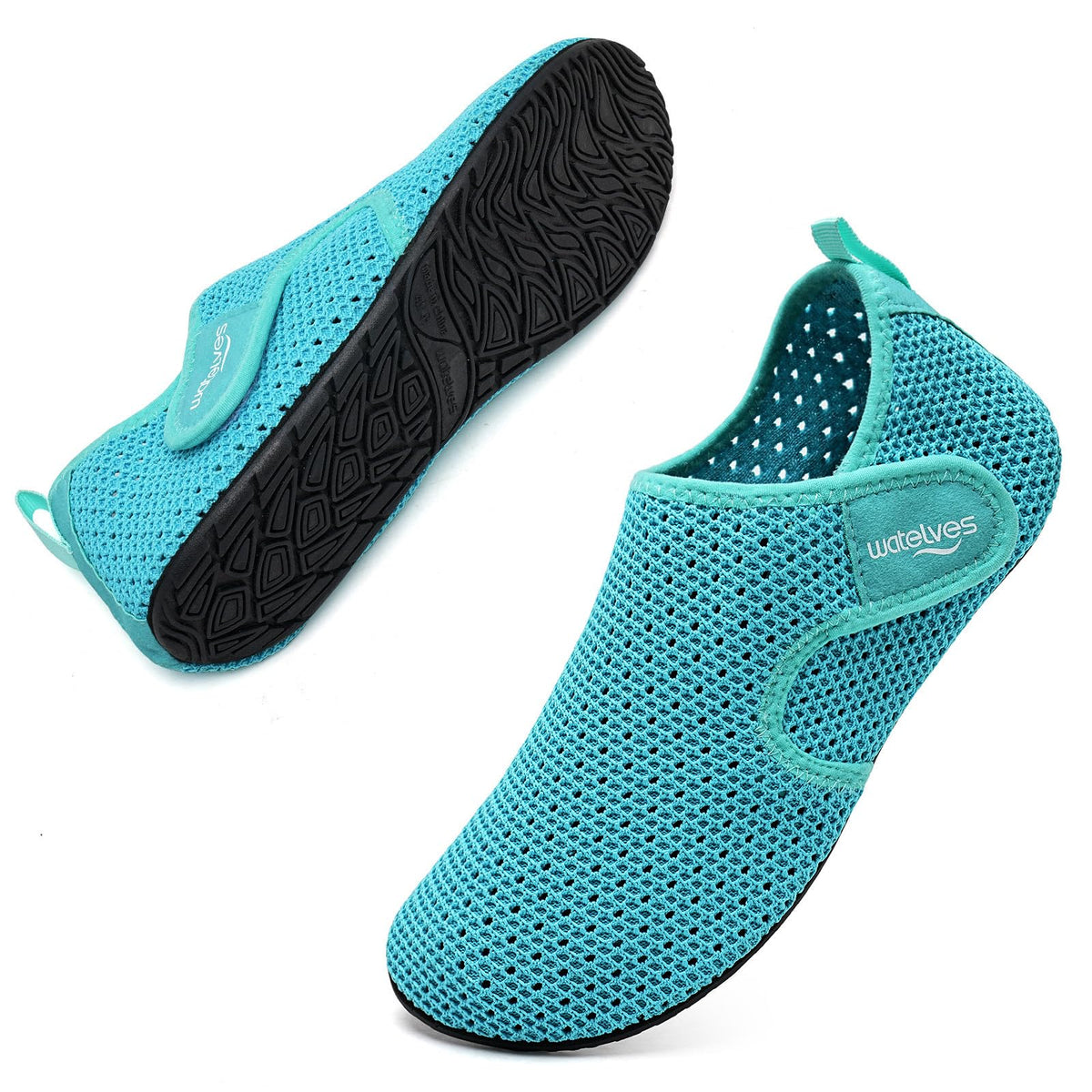 WateLves Water Shoes for Women Men Swim Beach Aqua Socks Quick Dry Barefoot House Slippers Travel Shoes with Adjustable Magic Tape for Pool Diving Boating Yoga Surf(Moon,40/41)