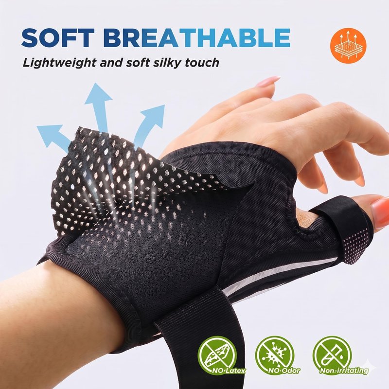 FITSOON Thumb Support Brace | Upgraded Thumb Spica Splint Stabilizer Pain Relief Night Support for De Quervain’ s Tenosynovitis Trigger Finger Arthritis Sprains | Breathable Fabric (Classic White/Black, S/M - Fit both hands)