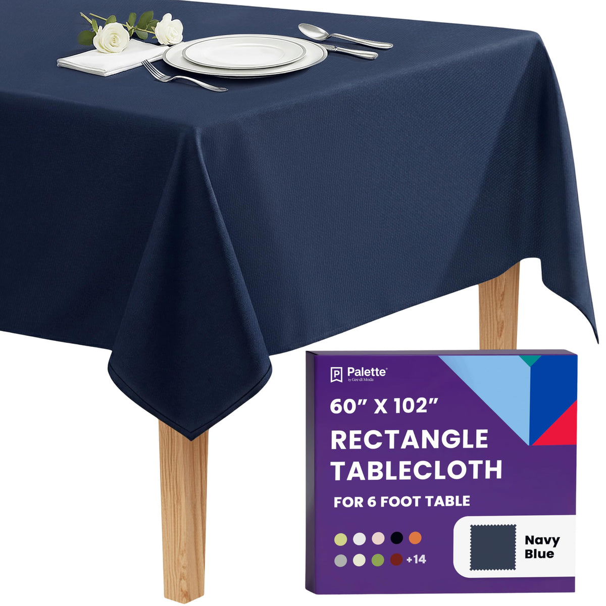 Gee Di Moda Rectangle Tablecloth - 60 x 102 Inch White Table Cloth for 6 Foot Rectangle Tables - Heavy Duty Washable Fabric - for Holiday Party, Dinner, Weddings, Baby Shower & Events