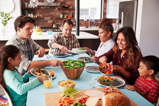 Night Tree Large wooden salad bowl with serving forks mixing, wood salad bowl set for food or fruits, magnetic utensils fit for 6–8 servings, ideal to family meals or as a unique gift