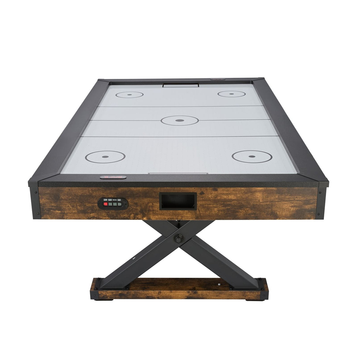 84" Air Hockey Table, Indoor Arcade Table Gaming Set with 2 Pushers, 2 Pucks, Electronic Scorer, X-shaped Legs & High-powered Blower, Air Powered Hockey Game Table for Family Game Room Office