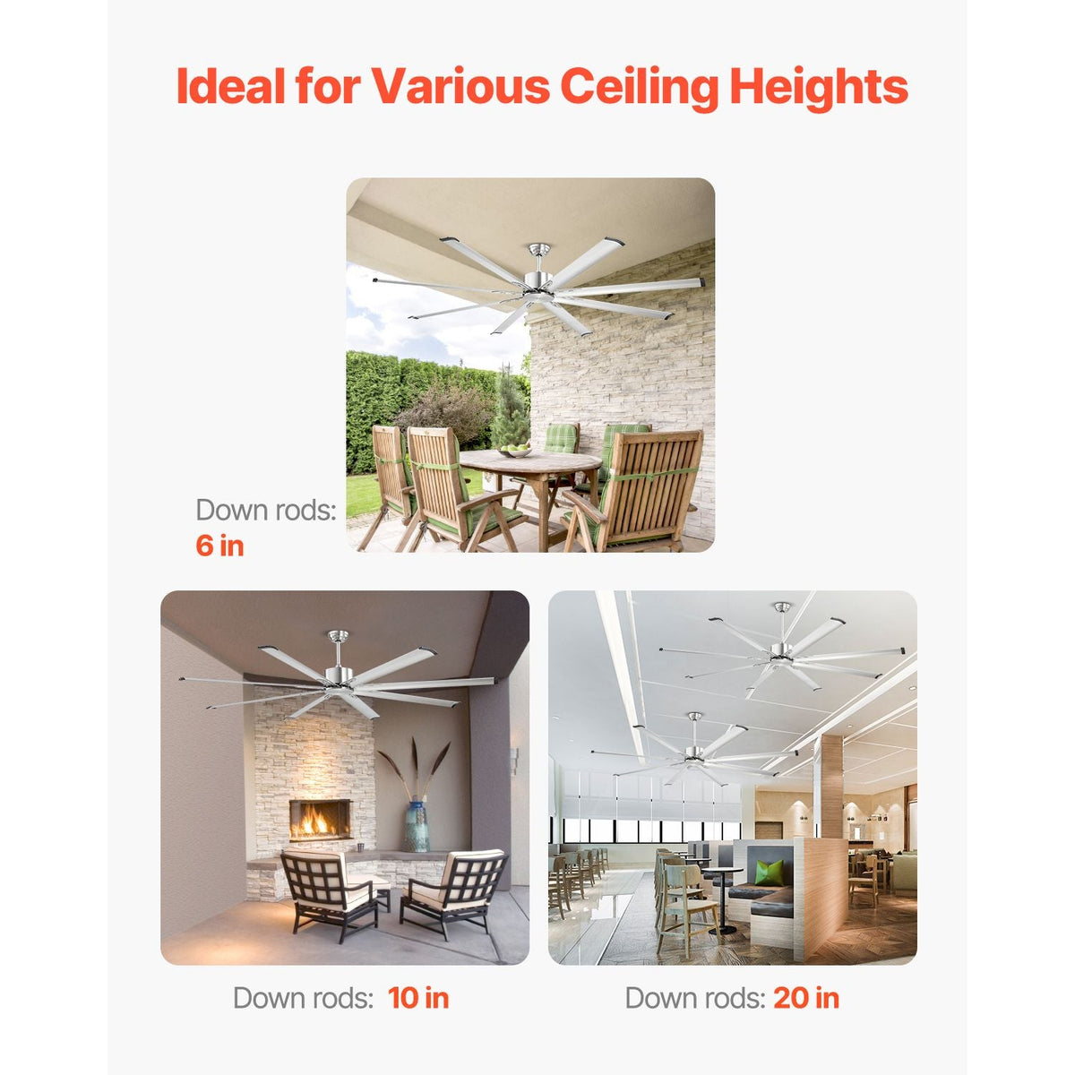84 In Ceiling Fan without Light, 6-Speed Remote Control, Aluminum 8-Blade, Reversible DC Motor, Modern Low Profile Flush Mount Fan for Bedroom, Living Room, Patio, Indoor/Outdoor, Brushed Nickel