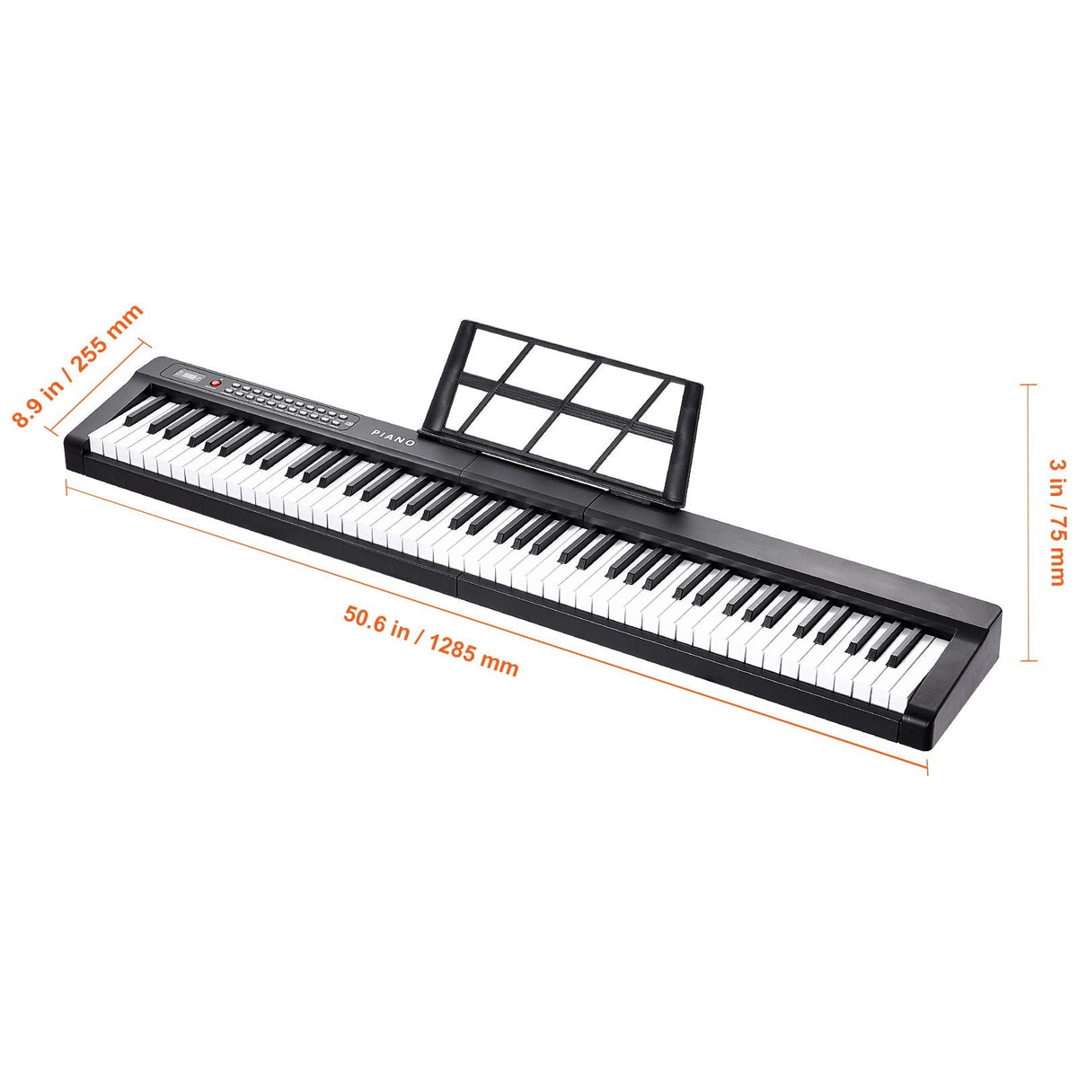 88 Key Digital Piano Keyboard, Semi Weighted Keys, Full Size Electric Portable Keyboard Piano Set with 1000 Tones Built-In Speakers Sustain Pedal Headphones, Bluetooth MIDI USB for Beginners
