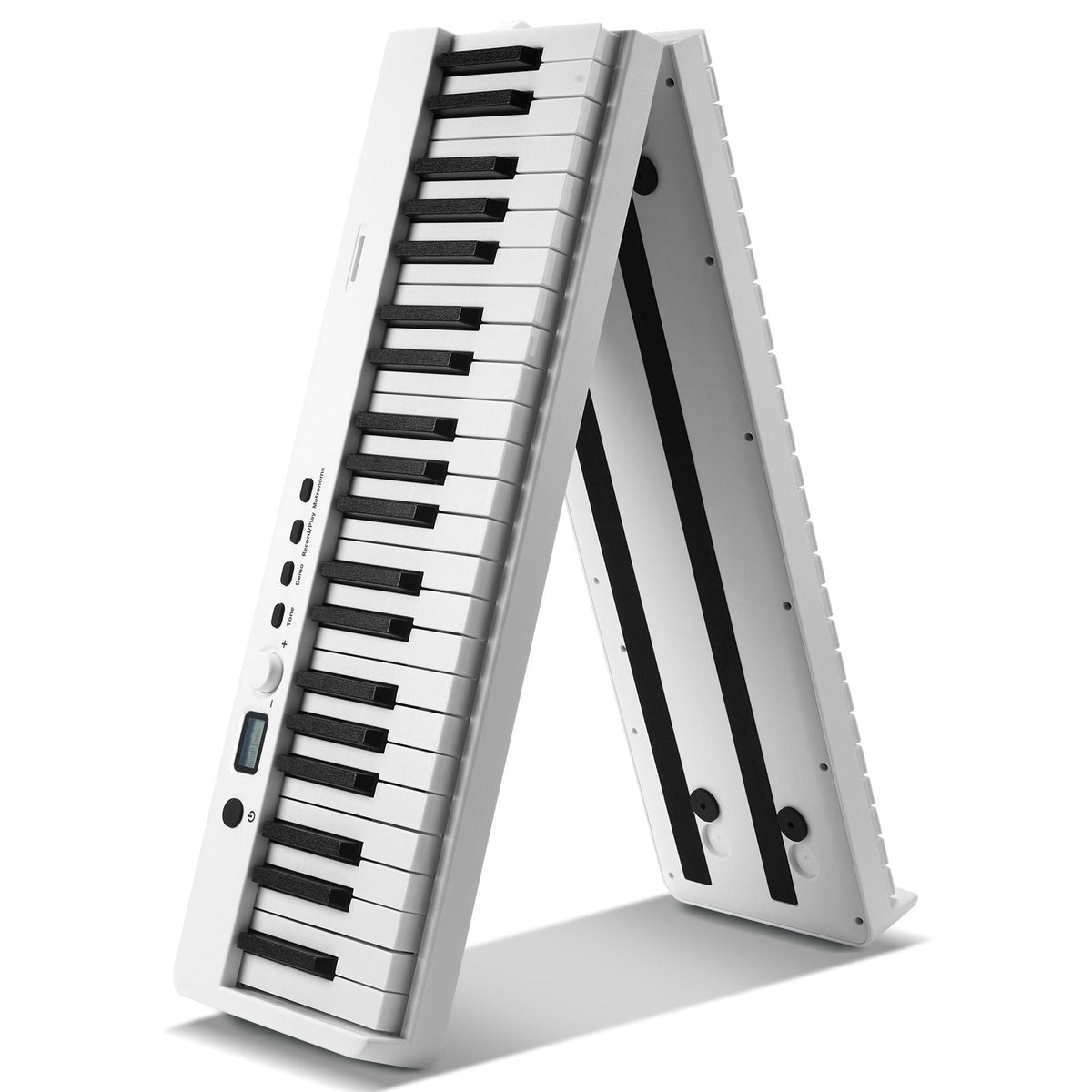 88 Key Folding Keyboard Piano, Bluetooth & MIDI, Portable Electronic Digital Foldable Piano with Sustain Pedal Bag Touch Sensitive Keys Headphones, Rechargeable for Beginners Teens Adults, White