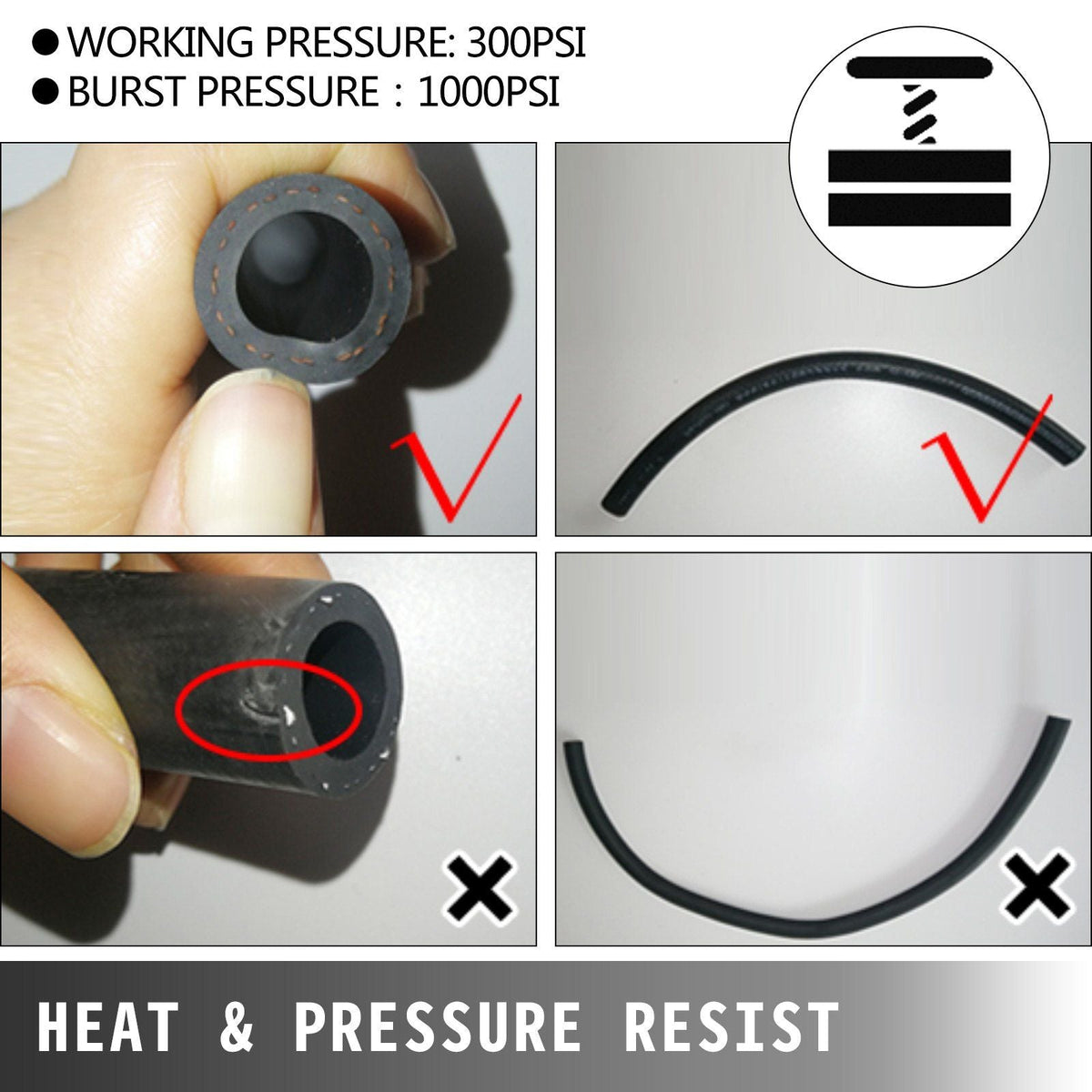 8AN Fuel Line Kit, 32.8' Nylon Stainless Steel Braided Oil Line Hose ID. 11.11 mm/ 0.44 in, with 20 pcs 8AN Universal Fitting Adapter Set with Aluminum Hose End, Black