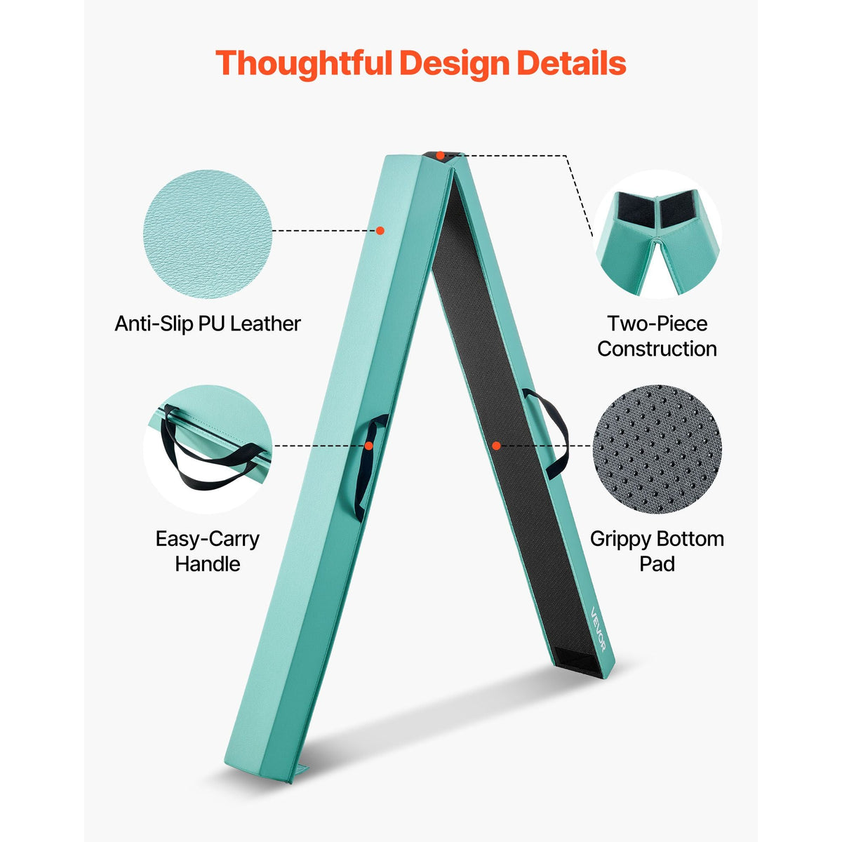 8FT Folding Balance Beam for Kids, 200LBS Stable Support Gymnastics Floor Beam with Non-Slip Mats, Gymnastics Training Equipment with Anti-Slip Bottom and Carrying Bag for Home Gym, Mint Green