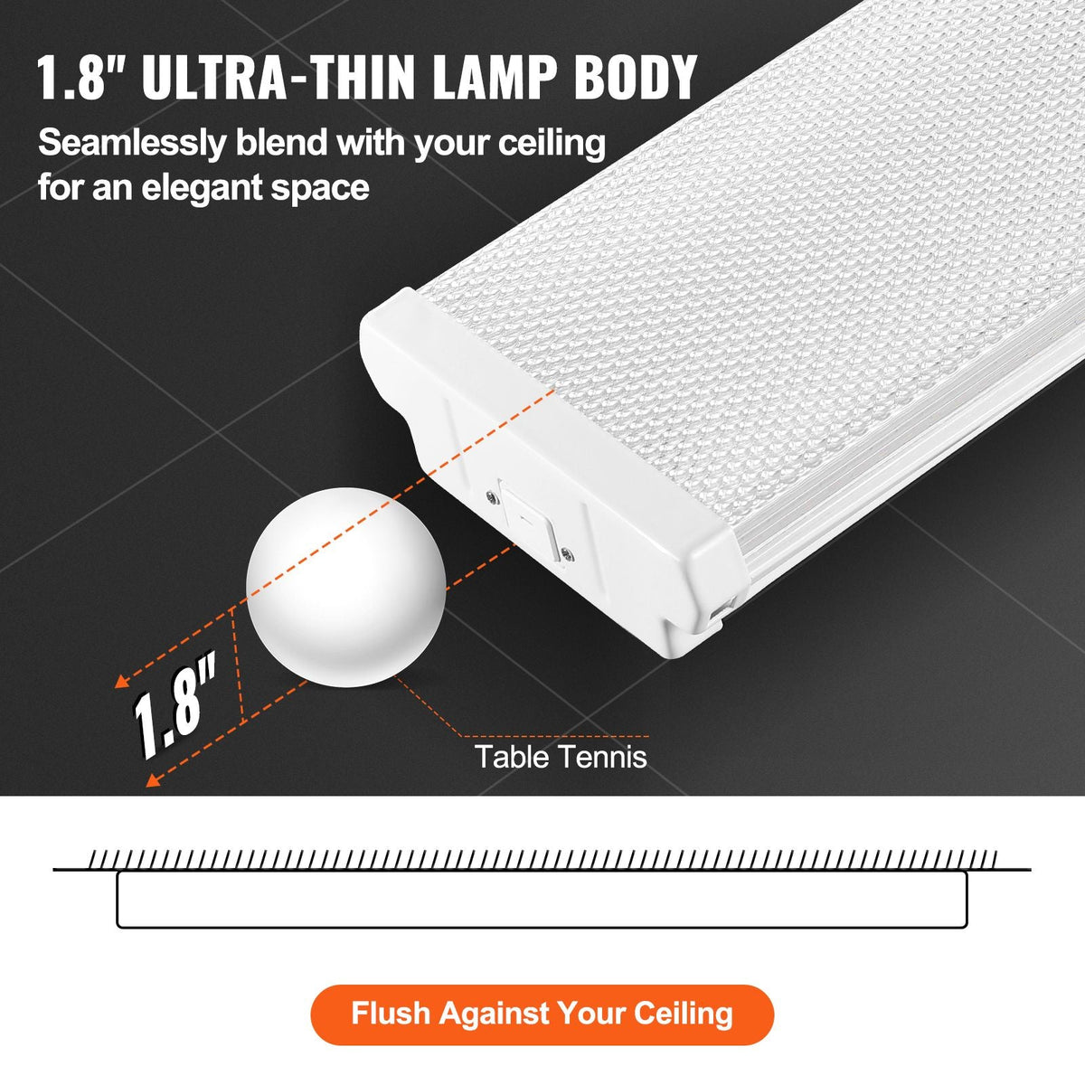 8FT LED Wraparound Light, 110W 10,000LM, Flush Mount LED Shop Light, 4 Pack 6500K Daylight LED Kitchen Ceiling Lighting Fixtures, for Garage Office Laundry Fluorescent Tube Replacement, FCC