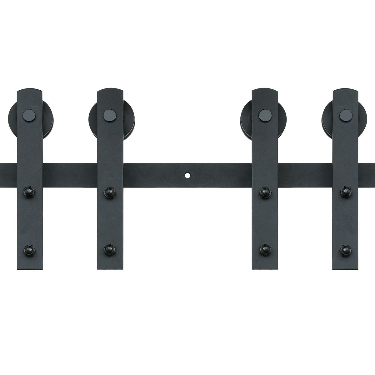8FT Sliding Barn Door Hardware Kit, 330LBS Heavy Duty Barn Door Track Kit for Double Doors, Fit 3.7-4.3FT Total Wide and 1.3"-1.8" Thick 2 Door Panel, with Smooth & Silent Pulley (I Shape)