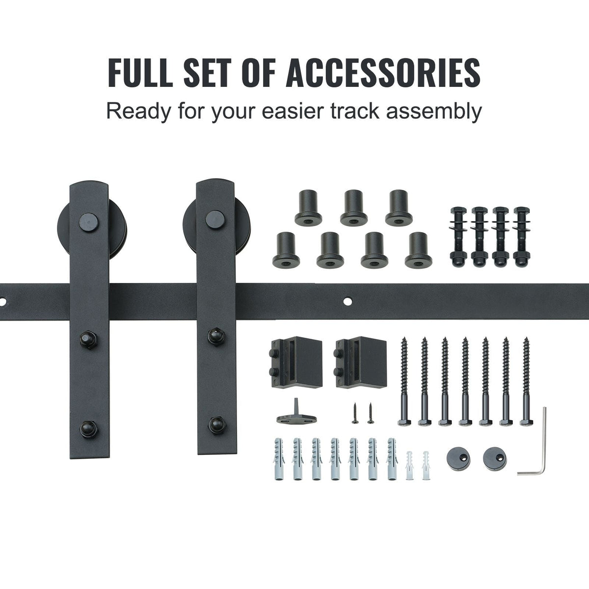 8FT Sliding Barn Door Hardware Kit, 330LBS Loading Heavy Duty Barn Door Track Kit for Single Door, Fit 3.7-4.3FT Wide and 1.3"-1.8" Thick Door Panel, with Smooth & Silent Pulley (I Shape)
