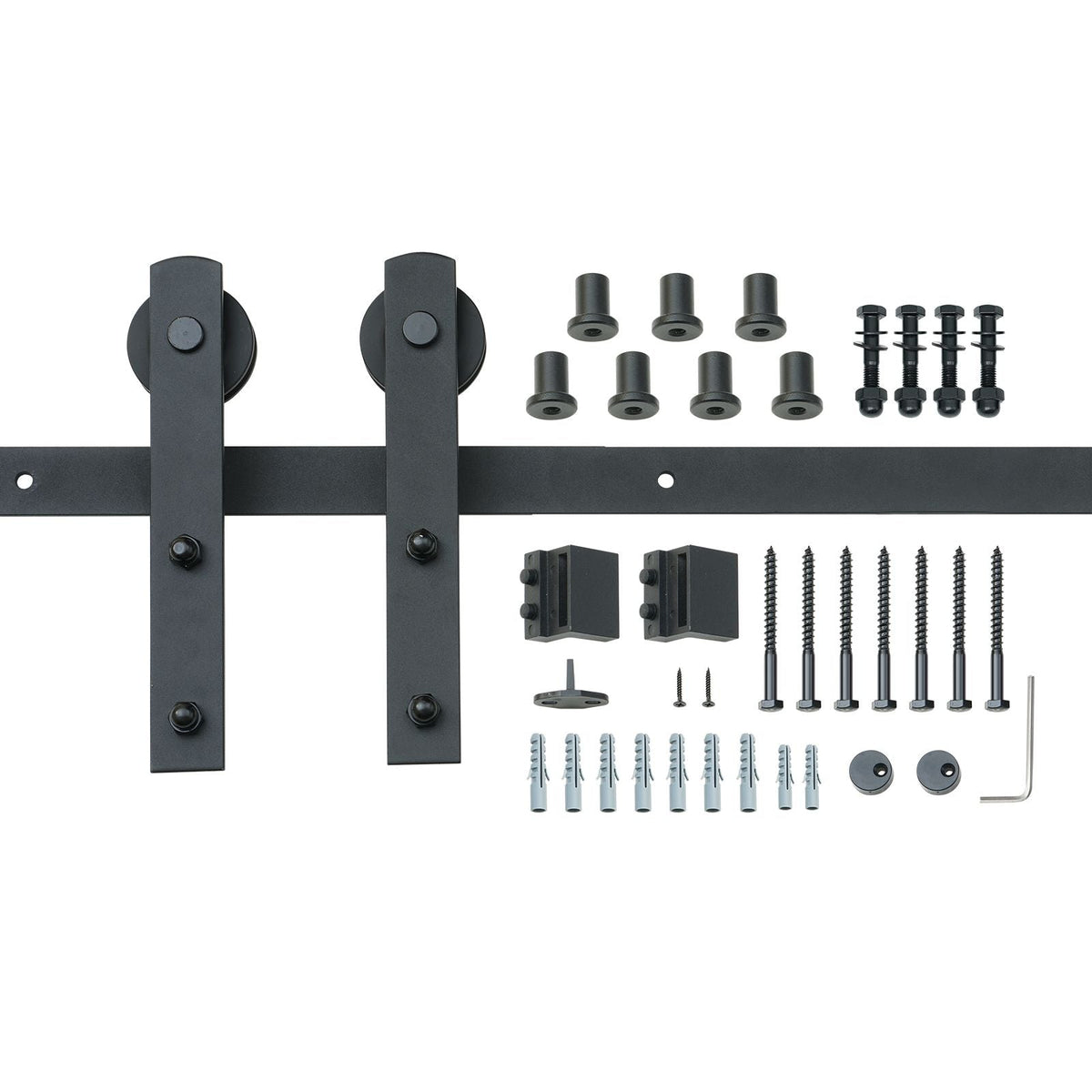 8FT Sliding Barn Door Hardware Kit, 330LBS Loading Heavy Duty Barn Door Track Kit for Single Door, Fit 3.7-4.3FT Wide and 1.3"-1.8" Thick Door Panel, with Smooth & Silent Pulley (I Shape)